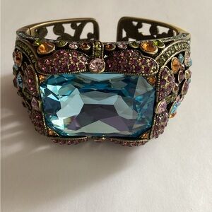 Heidi Daus Elegant Blue and Purple Gemstone Cuff Bracelet